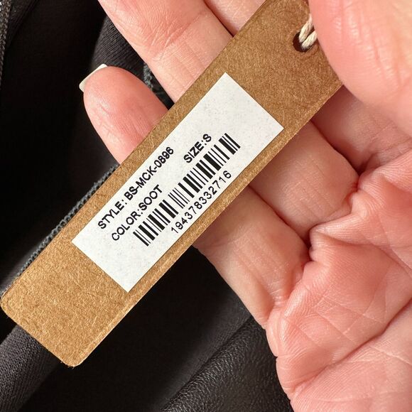 NWT Skims SET Soot Faux Leather Long Sleeve High Neck Bodysuit Biker Shorts XS - Picture 8 of 16